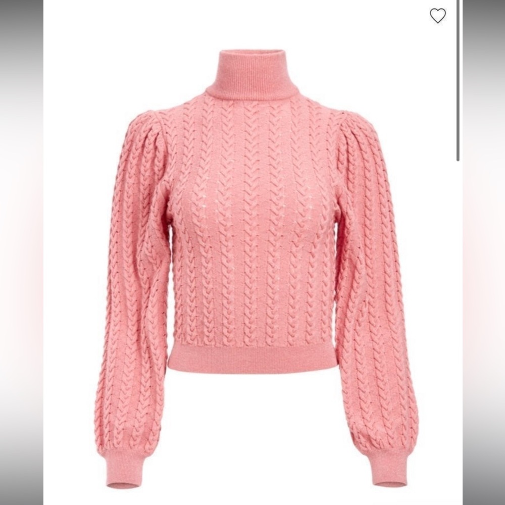Alice & Olivia Esme Cableknit Turtleneck Top